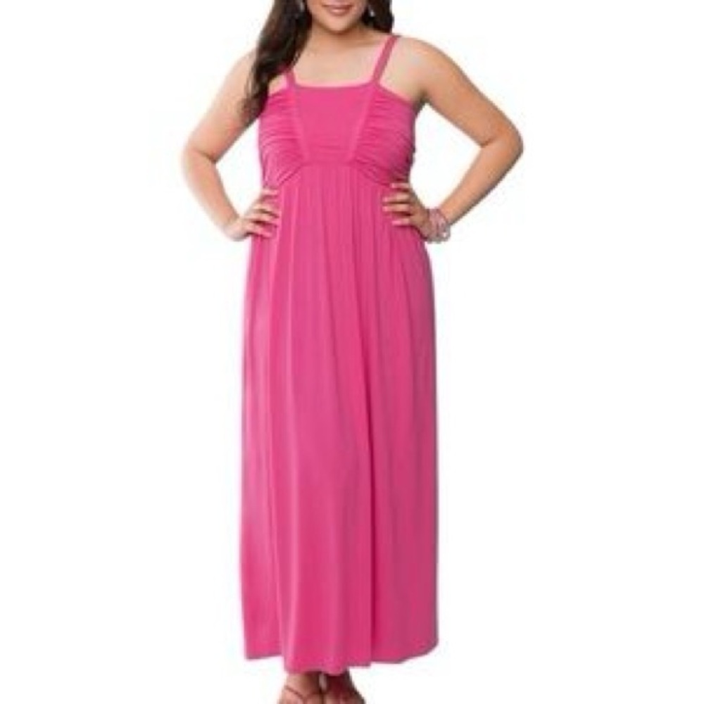 NWT Lane Bryant Pink Sleeveless Gathered Maxi Dress Size